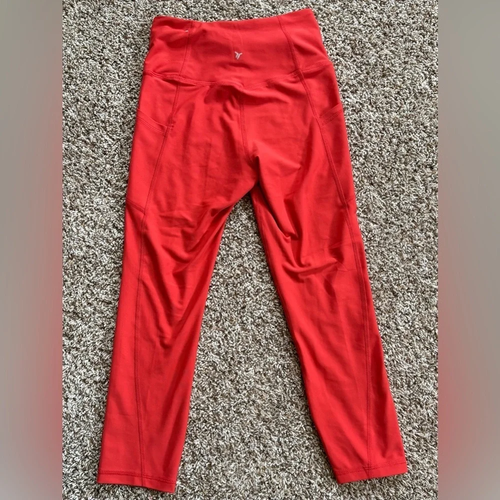 5/20$ Old Navy Girls Active Power Soft High Rise Red Leggings Pockets XS